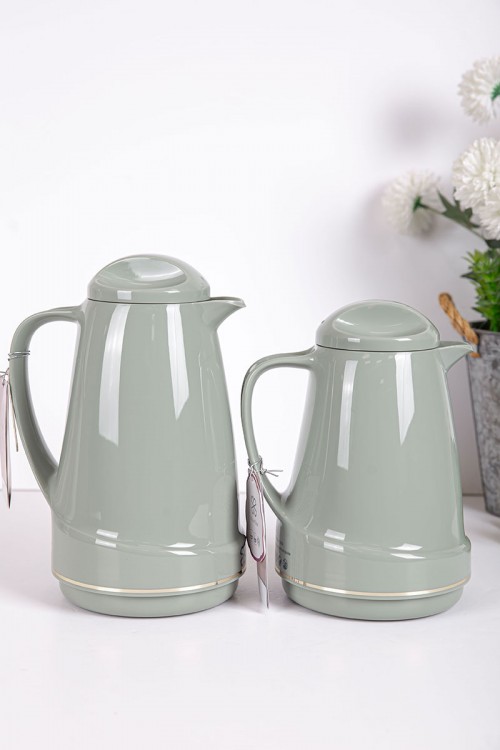 طقم 2 ترامس للقهوة و الشاي لون تفاحي حافظ للحرارة و البرودة بسعة 1.6 لتر