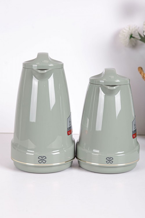 طقم 2 ترامس للقهوة و الشاي لون تفاحي حافظ للحرارة و البرودة بسعة 1.6 لتر