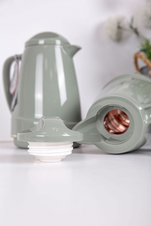 طقم 2 ترامس للقهوة و الشاي لون تفاحي حافظ للحرارة و البرودة بسعة 1.6 لتر