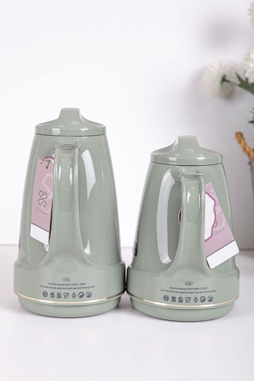 طقم 2 ترامس للقهوة و الشاي لون تفاحي حافظ للحرارة و البرودة بسعة 1.6 لتر