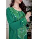جلابية نسائية لليوم الوطني لون أخضر مزينة بتطريز تراثي بياقة دائرية و أكمام طويلة