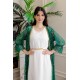 جلابية-نسائية-قطعتين-لليوم-الوطني-لون-أبيض-و-أخضر-دانتيل-بتطريز-ذهبي