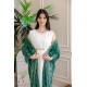 جلابية-نسائية-قطعتين-لليوم-الوطني-لون-أبيض-و-أخضر-دانتيل-بتطريز-ذهبي