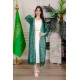 جلابية-نسائية-قطعتين-لليوم-الوطني-لون-أبيض-و-أخضر-دانتيل-بتطريز-ذهبي