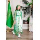بشت بناتي عسيري تل لليوم الوطني لون أخضر مزين بتطريز تراثي سيفين و نخلة ياقة قصة سبعة و أكمام طويلة