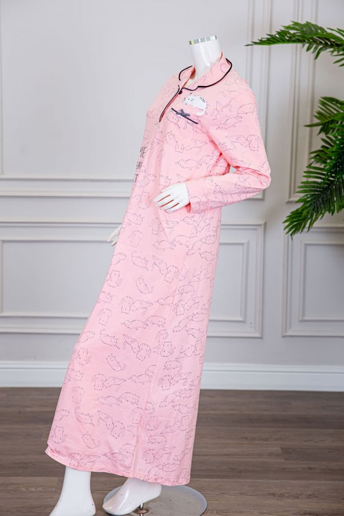 قميص-نسائي-شتوي-طويل-لون-خربزي-مزين-بكتابات-