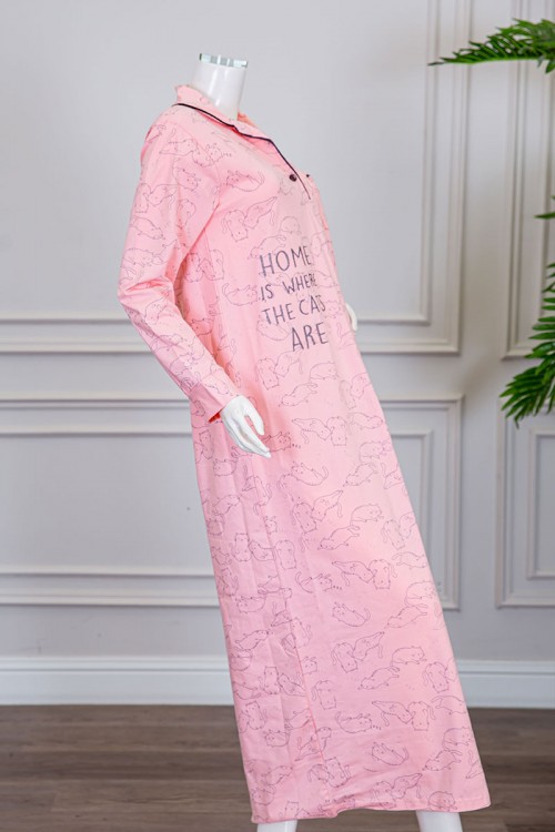 قميص-نسائي-شتوي-طويل-لون-خربزي-مزين-بكتابات-