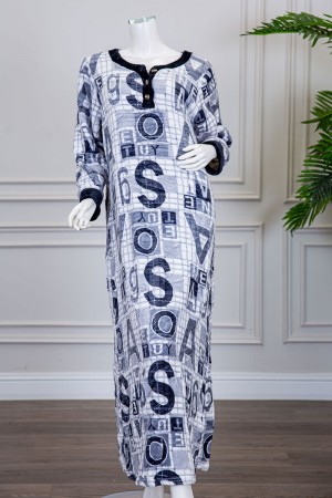 قميص نسائي شتوي طويل متعددة الالوان  مزين بأحرف و خطوط على شكل مربعات متعددة الالوان ياقة دائرية بأزرار و أكمام طويلة