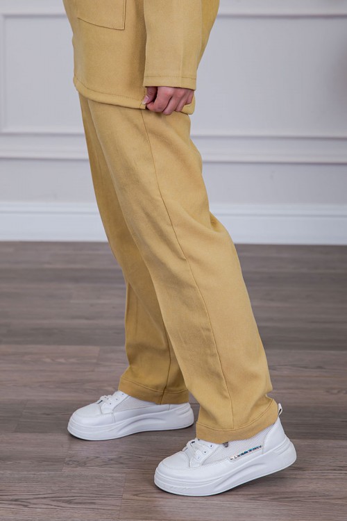 بيجامة عاملة شتوية قطعتين متعددة الألوان بلوزة بياقة قصة سبعة و بجيوب من الأمام مع بنطلون طويل