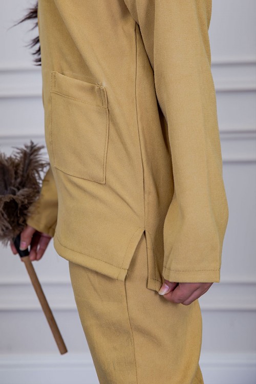 بيجامة عاملة شتوية قطعتين متعددة الألوان بلوزة بياقة قصة سبعة و بجيوب من الأمام مع بنطلون طويل