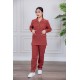 بيجامة عاملة قطعتين متعددة الألوان بلوزة بياقة مطوية بأزرار و جيوب من الأمام بأكمام طويلة مع بنطلون طويل