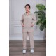 بيجامة عاملة قطعتين متعددة الألوان بلوزة بياقة مطوية بسحاب و جيوب من الأمام بأكمام طويلة مع بنطلون طويل
