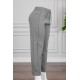 بنطلون نسائي شتوي طويل لون رمادي برباط في الخصر