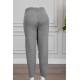 بنطلون نسائي شتوي طويل لون رمادي برباط في الخصر