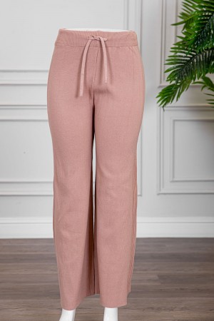 بنطلون نسائي شتوي طويل متعدد الألوان برباط في الخصر