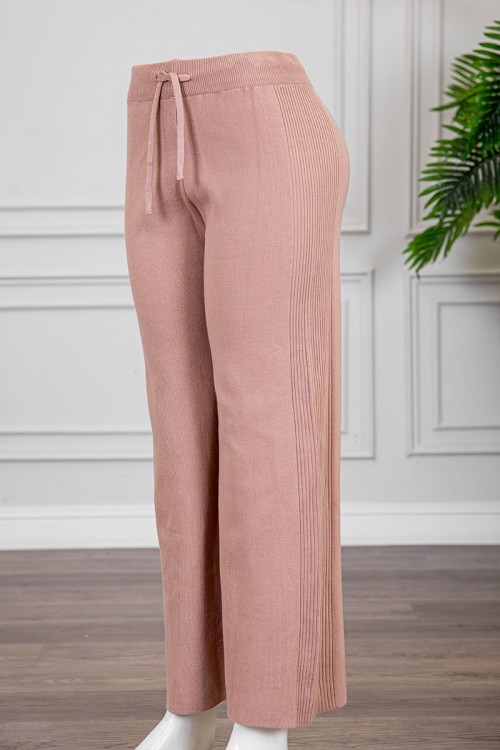 بنطلون نسائي شتوي طويل متعدد الألوان برباط في الخصر