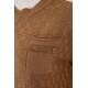 بلوفر نسائي شتوي لون بني بياقة دائرية و جيب من الأمام مزين بأزرار ذو أكمام طويلة