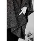 شال شتوي نسائي لون أسود و أبيض بأطراف باللون الأسود