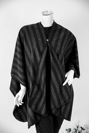 شال شتوي نسائي لون أسود و رصاصي 