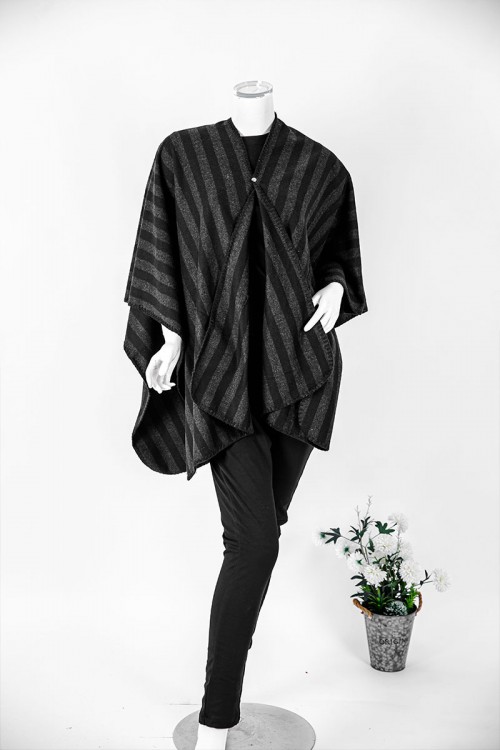 شال شتوي نسائي لون أسود و رصاصي