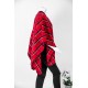 شال شتوي نسائي كاروهات لون أحمر مزين بخيوط باللون الأسود و الأبيض