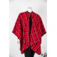 شال شتوي نسائي كاروهات لون أحمر مزين بخيوط باللون الأسود و الأبيض