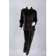 بجامة نسائية شتوية قطعتين لون أسود بنقوش بلوزة بياقة عالية و أزرار و بأكمام طويلة مع بنطلون طويل