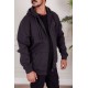 جاكت رجالي شتوي لون أسود قبعة متصلة برباط و بسحاب من الأمام مع جيب الكنغر و بأكمام طويلة