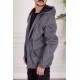 جاكت رجالي شتوي لون رمادي قبعة متصلة برباط و بسحاب من الأمام مع جيب الكنغر و بأكمام طويلة