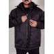 جاكيت رجالي شتوي منفوخ لون أسود بقبعة رأس منفصلة قابلة للتركيب و أكمام طويلة و بجيوب وسحاب من الأمام