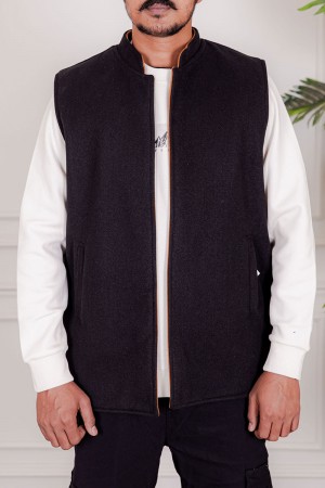 سديري رجالي وجهين دبل فيس لون بني جملي و أسود بجيوب من الأمام