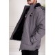 جاكيت رجالي شتوي منفوخ لون رصاصي بقبعة رأس منفصلة قابلة للتركيب و أكمام طويلة بجيوب وسحاب من الأمام