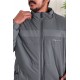 جاكيت رجالي شتوي منفوخ لون رمادي بقبعة رأس منفصلة قابلة للتركيب و أكمام طويلة بجيوب وسحاب من الأمام