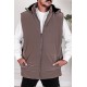 جاكيت رجالي شتوي منفوخ لون بني بقبعة رأس منفصلة قابلة للتركيب بجيوب وسحاب من الأمام و بدون أكمام