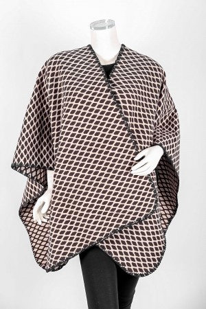 شال شتوي نسائي لون بيج منقط باللون البني