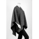 شال شتوي نسائي لون أسود مزين بخيوط باللون الأبيض