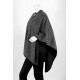 شال شتوي نسائي لون أسود مزين بخيوط باللون الأبيض