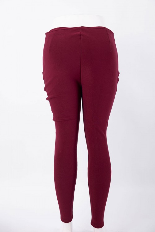 بنطلون نسائي شتوي طويل مبطن لون عودي بجيوب من الجانبين و أزرار من الأمام