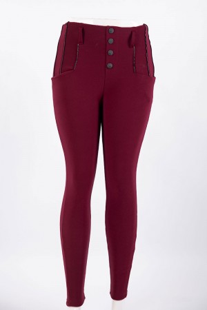 بنطلون نسائي شتوي طويل مبطن لون عودي بجيوب من الجانبين و أزرار من الأمام