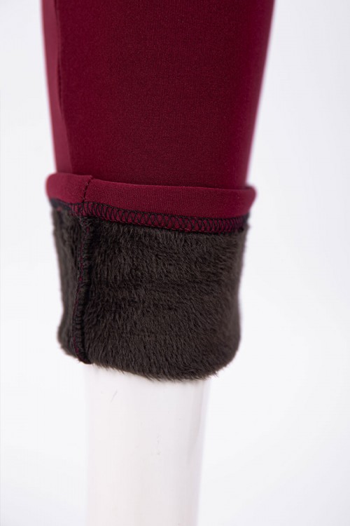 بنطلون نسائي شتوي طويل مبطن لون عودي بجيوب من الجانبين و أزرار من الأمام