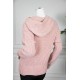 بلوزة نسائية شتوية لون خربزي ياقة بقبعة متصلة و أكمام طويلة