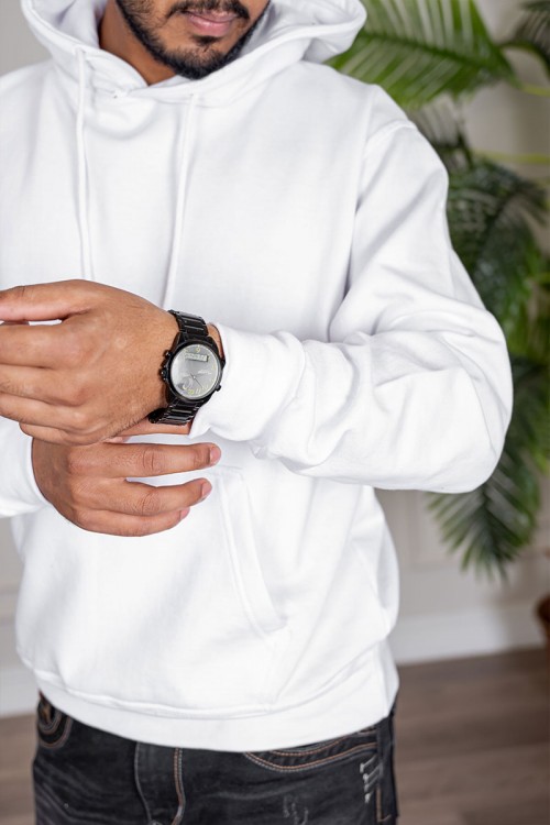 هودي متعدد الألوان ياقة بقبعة متصلة برباط مزين بجيوب الكنغر من الأمام و بأكمام طويلة