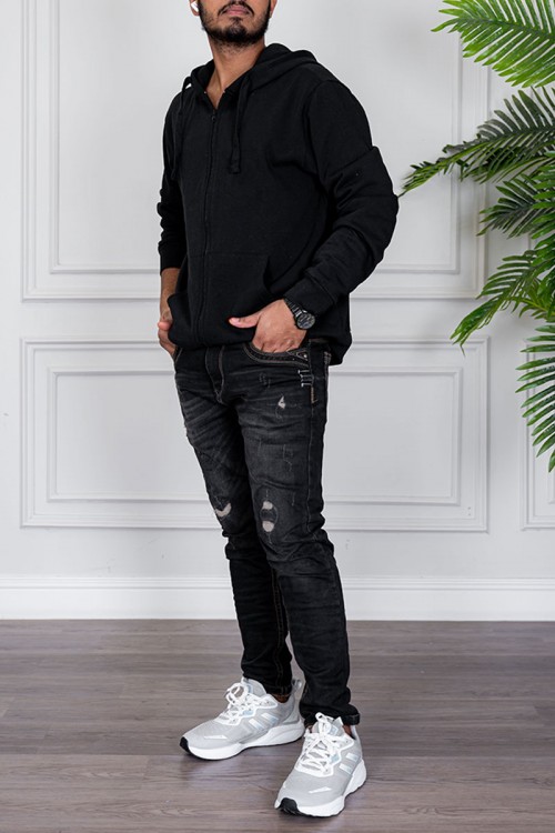 هودي متعدد الألوان ياقة بقبعة متصلة برباط مزين بجيوب الكنغر من الأمام و بأكمام طويلة