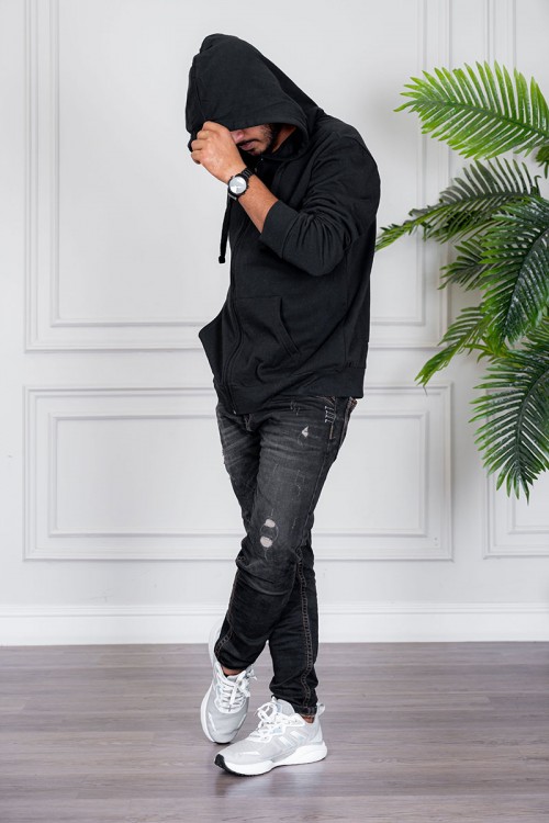 هودي متعدد الألوان ياقة بقبعة متصلة برباط مزين بجيوب الكنغر من الأمام و بأكمام طويلة