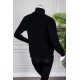 جاكيت نسائي شتوي لون أسود ياقة عالية بسحاب من الأمام و بأكمام طويلة