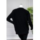 بلوفر نسائي شتوي لون أسود ياقة دائرية و بأكمام طويلة