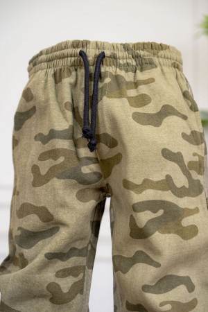 بنطلون ولادي جيشي برباط في الخصر باللون الأسود و جيوب في الجانبين و الخلف 