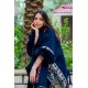 شال نسائي شتوي لون أزرق بنقوش ملونة