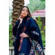 شال نسائي شتوي لون أزرق بنقوش ملونة