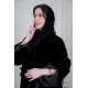 عباية نسائية أنيقة لون أسود ياقة قصة دائريه بأزرارفاخرة بتفاصيل ساتان راقية